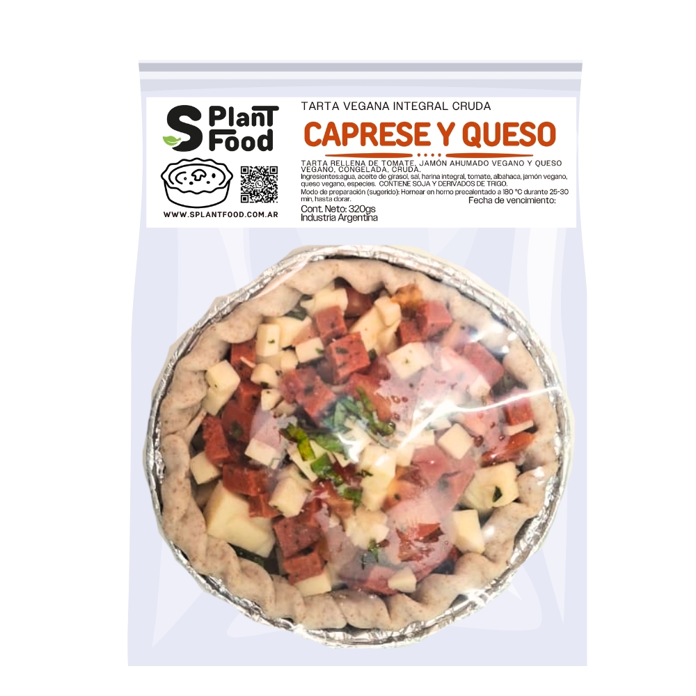 Tarta de Caprese y Queso. Crudo, Congelado. Vegano (Masa Integral)  