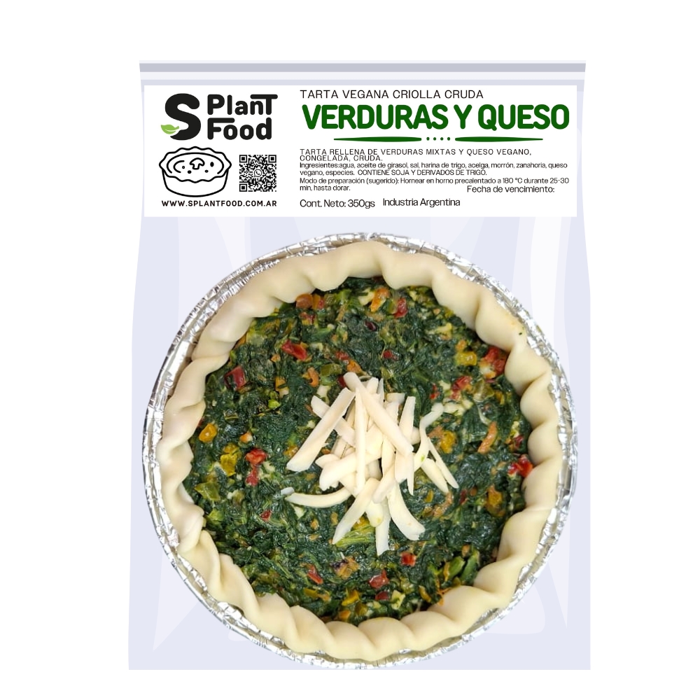  Tarta de Verduras y Queso. Crudo, Congelado. Vegano (Masa Criolla)  