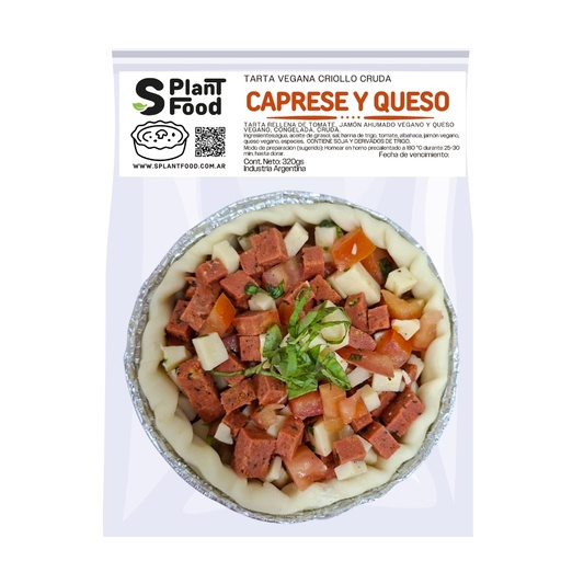 [SPF28] Tarta de Caprese y Queso. Crudo, Congelado. Vegano (Masa Criolla)   