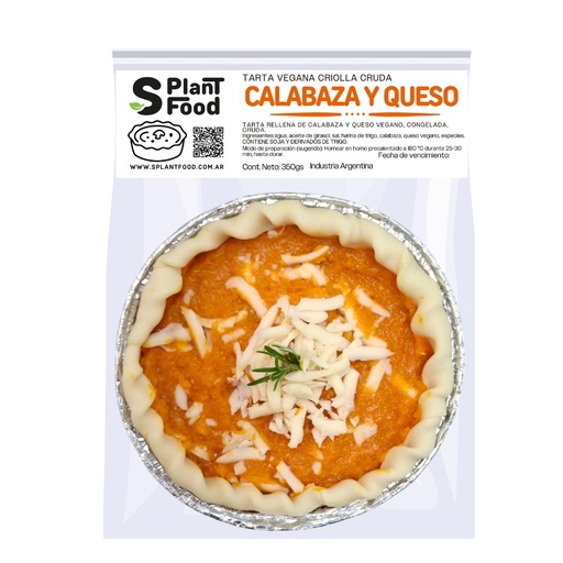 [SPF26]  Tarta de Calabaza y Queso. Crudo, Congelado. Vegano (Masa Criolla)    