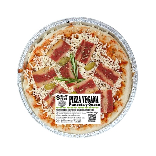 [SPF34]  Pizza de Panceta y Queso. Individual, Congelado. Vegano