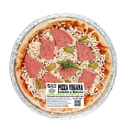 [SPF35] Pizza de Jamón y Queso. Individual, Congelado. Vegano 